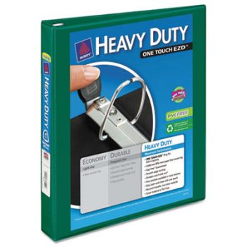 Heavy-Duty View Binder w/Locking 1-Touch EZD Rings, 1" Cap, Green