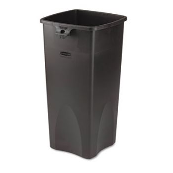 Untouchable Waste Container, Square, Plastic, 23gal, Black