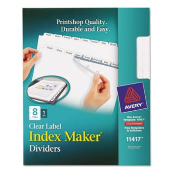 Index Maker Print & Apply Clear Label Dividers w/White Tabs, 8-Tab, Letter