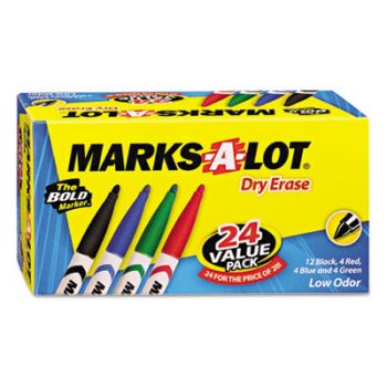 Pen Style Dry Erase Markers, Bullet Tip, Assorted, 24/Set