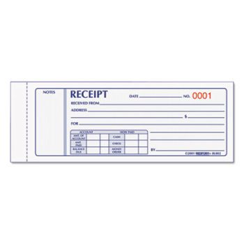 Receipt Book, 2 3/4 x 7, Carbonless Triplicate, 50 Sets/Book