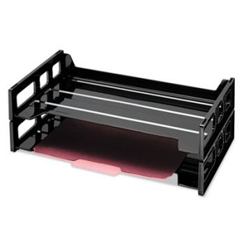 Recycled Desk Tray, Side Load,9 x 16 1/4 x 5, Legal, Black, 2/PK