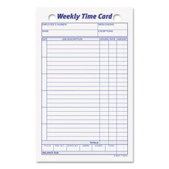 Employee Time Card, Weekly, 4 1/4 x 6 3/4, 100/Pack