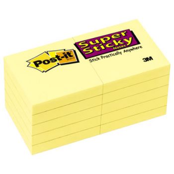 Canary Yellow Note Pads, 1-7/8 x 1-7/8, 90/Pad, 10 Pads/Pack
