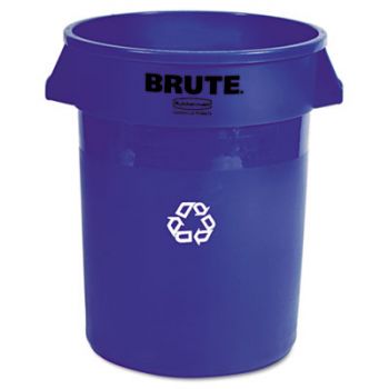 Brute Recycling Container, Round, 32 gal, Blue