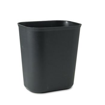 Fire-Resistant Wastebasket, Rectangular, Fiberglass, 3.5gal, Black