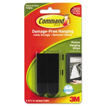 Picture Hanging Strips, 5/8" x 2 3/4", Black, 4/Pack
