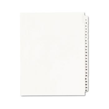 Avery-Style Legal Side Tab Divider, Title: 1-25, Letter, White, 1 Set
