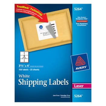 Shipping Labels w/Ultrahold Ad & TrueBlock, Laser, 3 1/3 x 4, White, 150/Pack