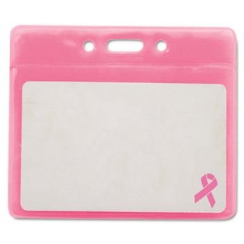 Breast Cancer Awareness Badge Holder, Horizontal, 3 1/2" x 2 1/2", Pink, 25/Pack