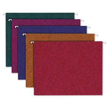 Recycled Colored Hanging Folders, 1/5 Tab, Letter, Assorted Colors, 20/Box