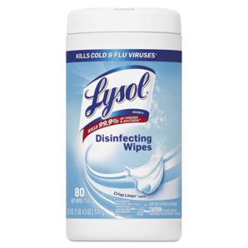 Disinfecting Wipes, Crisp Linen, 7 x 8, 80/Canister
