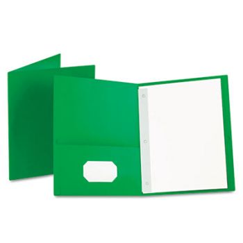 Twin-Pocket Folders with 3 Fasteners, Letter, 1/2" Capacity, Green, 25/Box