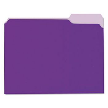 Recycled Interior File Folders, 1/3 Cut Top Tab, Letter, Violet, 100/Box