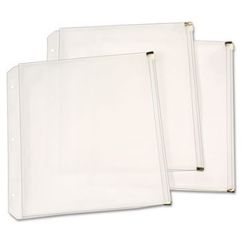 Zippered Binder Pockets, 8-1/2 x 11, Clear, 3 Pockets/Pack