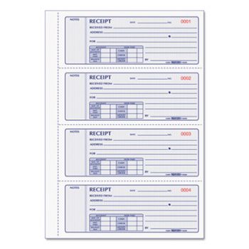 Receipt Book, 2 3/4 x 7, Triplicate with Carbons, 200 Sets/Book
