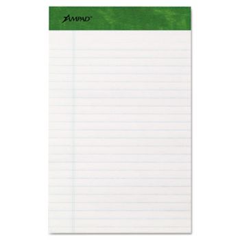 Recycled Writing Pads, Jr. Legal/Margin Rule, 5 x 8, White, 50 Sheets, Dozen