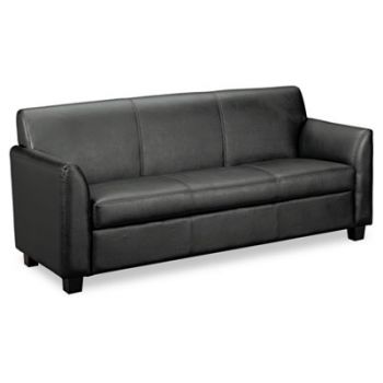 VL870 Series Leather Reception Three-Cushion Sofa, 73w x 28 3/4d x 32h, Black