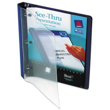 See-Thru View Binder w/Round Rings, 11 x 8 1/2, 1/2" Cap, Blue