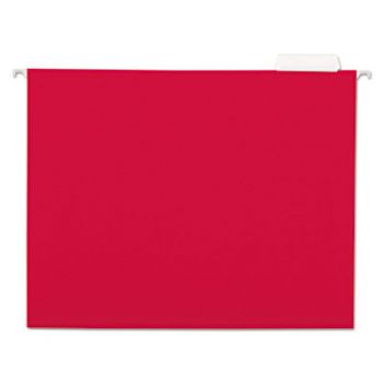 Hanging File Folders, 1/5 Tab, 11 Point Stock, Letter, Red, 25/Box