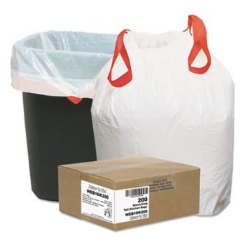 Heavy-Duty Trash Bags, 13gal, .9mil, 24.5 x 27 3/8, White, 200/Box