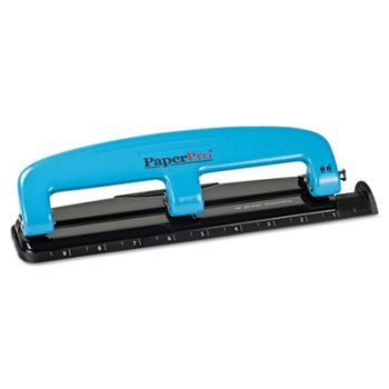 12-Sheet Capacity ProPunch Compact Three-Hole Punch, Rubber Base, Blue/Black