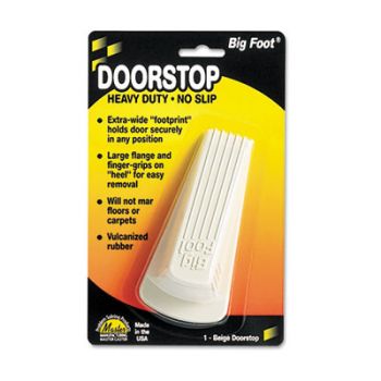 Big Foot Doorstop, No-Slip Rubber Wedge, 2-1/4w x 4-3/4d x 1-1/4h, Beige