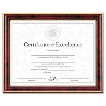Gold-Trimmed Document Frame w/Certificate, Wood, 8 1/2 x 11, Mahogany