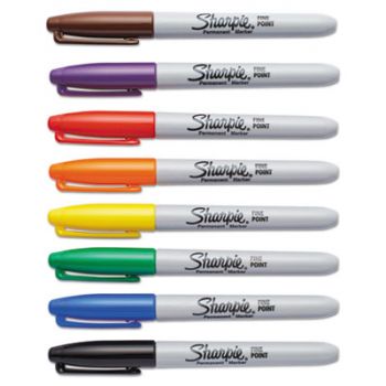 Fine Point Permanent Marker, Assorted, 8/Set