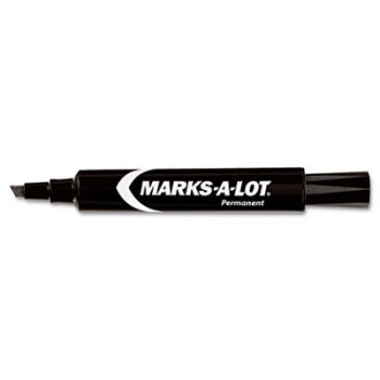 Regular Desk Style Permanent Marker, Chisel Tip, Black, Dozen