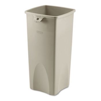 Untouchable Waste Container, Square, Plastic, 23gal, Beige