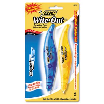 Wite-Out Exact Liner Correction Tape Pen, 1/5" x 236", Blue/Orange, 2/Pack