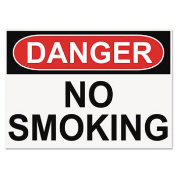 OSHA Safety Signs, DANGER NO SMOKING, White/Red/Black, 10 x 14