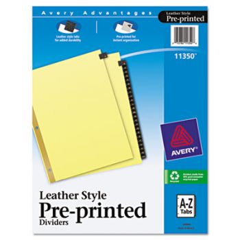 Preprinted Black Leather Tab Dividers w/Gold Reinforced Edge, 25-Tab, Ltr