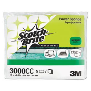 Power Sponge, Teal, 2 4/5 x 4 1/2, 5/Pack