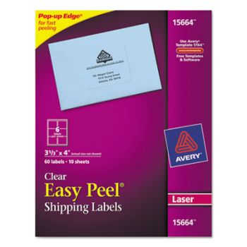 Clear Easy Peel Mailing Labels, Laser, 3 1/3 x 4, 60/Pack