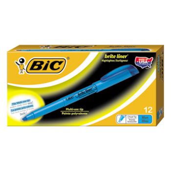 Brite Liner Highlighter, Chisel Tip, Fluorescent Blue Ink, 1 Dozen