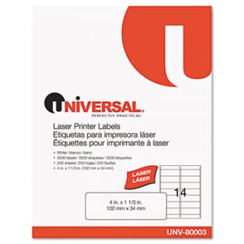 Laser Printer Permanent Labels, 1 1/3 x 4, White, 3500/Box