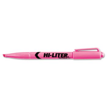 Pen Style Highlighter, Chisel Tip, Fluorescent Pink Ink, 12/Pack