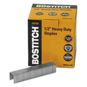 Heavy-Duty Premium Staples, 1/2" Leg Length, 5000/Box