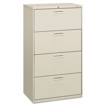 500 Series Four-Drawer Lateral File, 30w x 19-1/4d x 53-1/4h, Light Gray