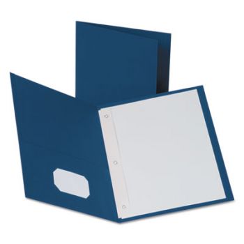 Twin-Pocket Folders with 3 Fasteners, Letter, 1/2" Capacity, Blue, 25/Box