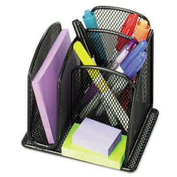 Onyx Mini Organizer with Three Compartments, Black, 6 x 5 1/4 x 5 1/4