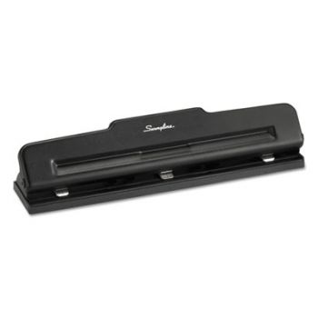 10-Sheet Desktop Three-Hole Adjustable Punch, 9/32" Holes, Black