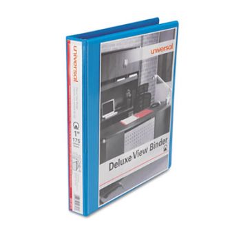 Deluxe Round Ring View Binder, 1" Capacity, Light Blue