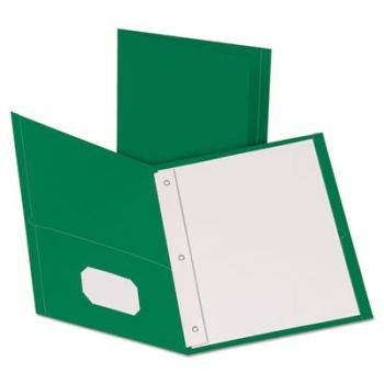 Twin-Pocket Folders with 3 Fasteners, Letter, 1/2" Capacity, Green, 25/Box