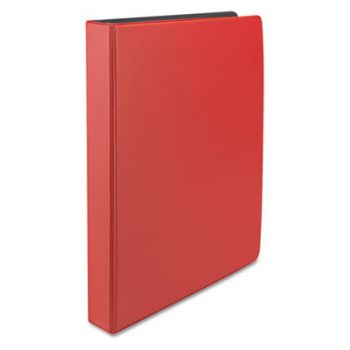 Suede Finish Round Ring Binder, 1" Capacity, Red