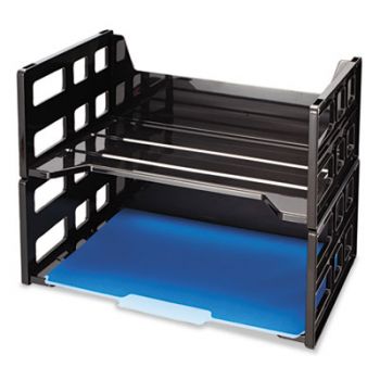 Recycled High Rise Desk Tray, 13 1/4 x 9 x 10 1/4, Letter, Black, 2/PK