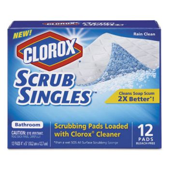 ScrubSingles Scrubbing Pads, Rain Clean Scent, 4" x 5", 12/Box