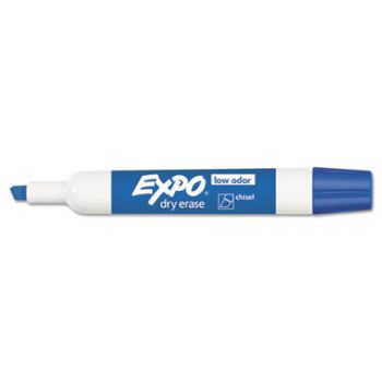 Low Odor Dry Erase Marker, Chisel Tip, Blue, Dozen